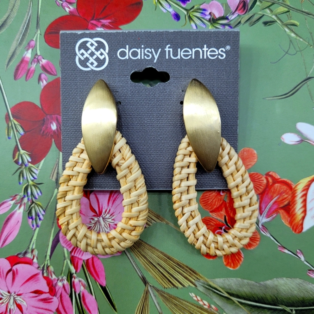 Daisy Fuentes rattan earrings